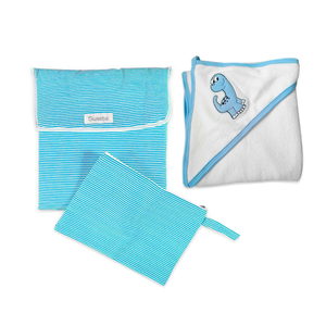 Paquete 9 niño: Toalla celeste + cambiador de pañal celeste - Sweetie.pe